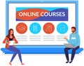 Online courses, remote education. E-learning banner. Selfeducation, home schooling, webinar
