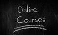 Online courses Text on a black board with wooden frame Royalty Free Stock Photo