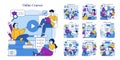 Online Courses Vector Illustration with Royalty Free Stock Photo