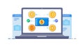 Online Cryptocurrency Trading on Laptop, vector design Generative AI Royalty Free Stock Photo