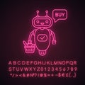 Online customer chatbot neon light icon