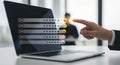 Online Customer Satisfaction Rating and Feedback Evaluation on Laptop Royalty Free Stock Photo