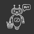 Online customer service chatbot chalk icon
