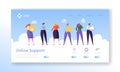 Online Customer Service Technical Support Landing Page. Operator Character Chat to Help User Solution. Hotline