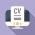 Online cv job icon flat vector. Boos seek Royalty Free Stock Photo