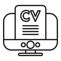 Online cv job icon outline vector. Boos seek Royalty Free Stock Photo