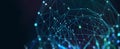 Online cybersecurity. Neural network, artificial intelligence, social connections, digital database