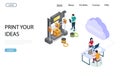 Online 3d printing vector website landing page design template