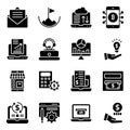 Online Data Analytics Solid Icons Pack