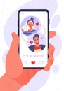 Online dating app concept on phone screen. Two young people liked each other.