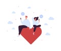 Online dating app and love relationship concept. Vector flat style illustration. Match heart shape and speech bubble sign. Couple Royalty Free Stock Photo