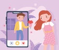 online dating app users, couple smartphone