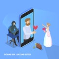 Online dating app. Virtual relationship and love.