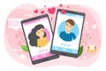 Online dating app. Virtual relationship and love. Royalty Free Stock Photo