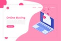 Online dating applications, virtual relationships vector isometric concept