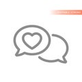 Online dating, chat bubble line vector icon