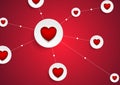 Online dating communication with hearts background
