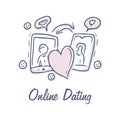 Online Dating doodle icon vector illustration Royalty Free Stock Photo