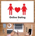 Online Dating match love man and woman and a heart, Internet Da Royalty Free Stock Photo