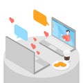 Online dating. Romantic coffee date