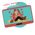 Online dating service, virtual communication and searching love in internet. flat vector concept. Royalty Free Stock Photo