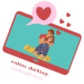 Online dating service, virtual communication and searching love in internet. flat vector concept. Royalty Free Stock Photo