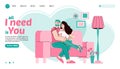 Online dating to build relationships service website flat vector illustration.