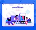 Online delivery landing page vector template. Royalty Free Stock Photo