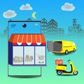 Online delivery service concept, Logistics and Delivery, on mobile Vector