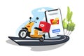 Online delivery service concept.perfect for landing page, delivery website, banner, background, application, poster, on mobile. Royalty Free Stock Photo
