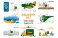 Online delivery service concept set