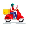 Online delivery service concept, Warehouse, scooter