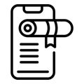 Online diploma icon, outline style Royalty Free Stock Photo