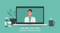 Online doctor teleconferencing on computer laptop screen Royalty Free Stock Photo