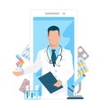 Doctor consults the patient via video communication online