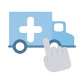 Online doctor, ambulance transport medical app digital, flat style icon