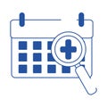 Online doctor calendar care blue line style icon