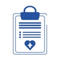 Online doctor clipboard report medical care blue line style icon