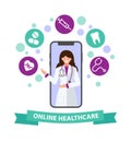 Online doctor concept. Medicine mobile phone app.