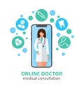 Online doctor concept. Medicine mobile phone app.