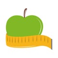 Doctor healthy measuring tape fresh green apple flat style icon Royalty Free Stock Photo