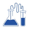 Online doctor laboratory chemistry test tubes care blue line style icon