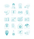 Online doctor, physician technology consultant medical icons set, line style icon