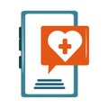 Online doctor smartphone connected medical care flat style icon