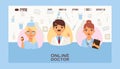 Online doctors team and other hospital workers banner website design vector illustration. Medicine professionals and