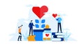 Online donation tree charity with big heart and flat illustration design