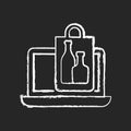 Online drinks ordering chalk white icon on black background