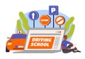 Online driving school vector concept