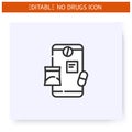 Online drugs line icon. Editable illustration