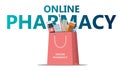 Online drugstore concept shopping bag